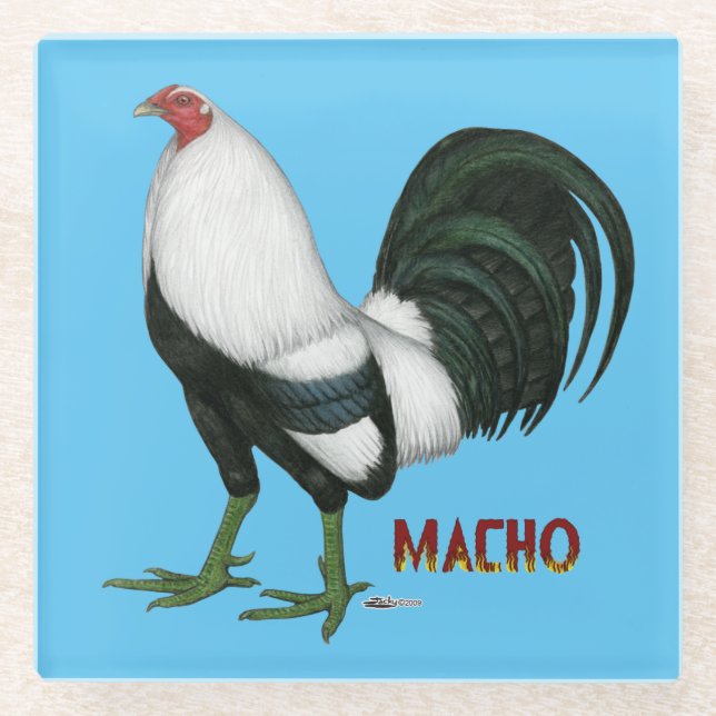 Gamecock Macho Duckwing Glass Coaster (Front)