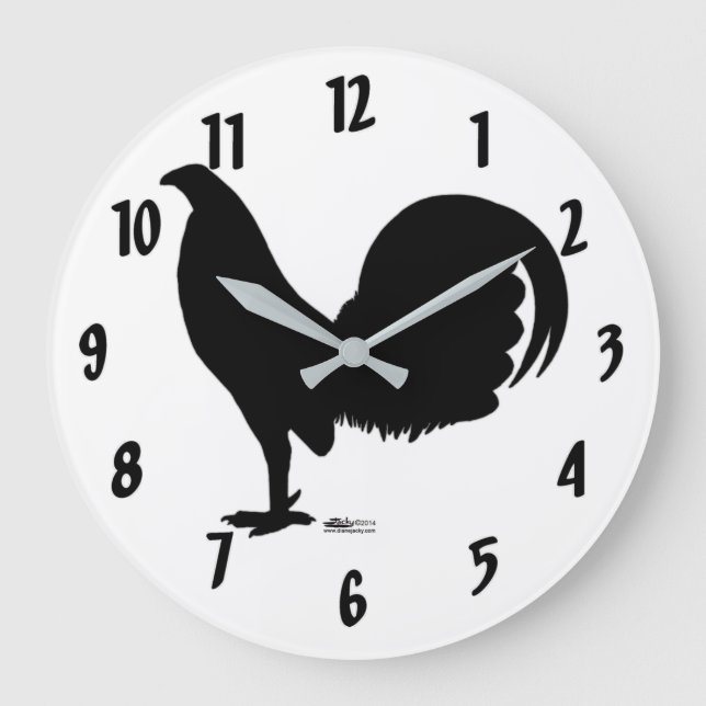 Gamecock Rooster Silhouette Large Clock (Front)