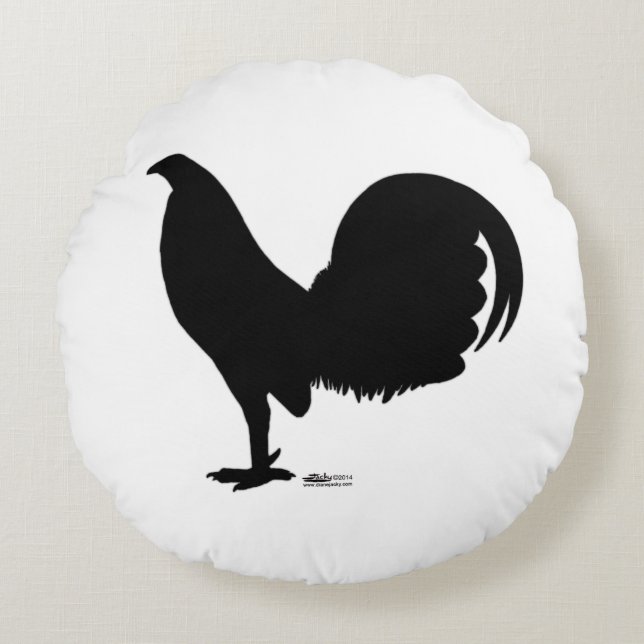 Gamecock Rooster Silhouette Round Cushion (Front)