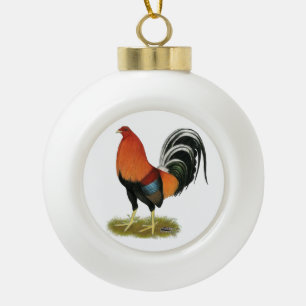 Gamecock Wheaten Rooster Ceramic Ball Christmas Ornament
