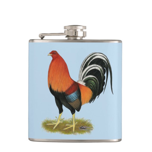 Gamecock Wheaten Rooster Hip Flask (Front)