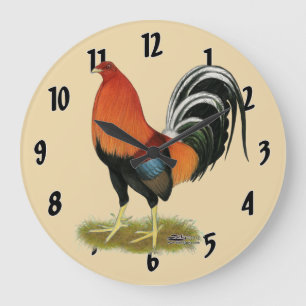 Gamecock Wheaten Rooster Large Clock