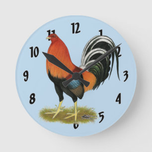 Gamecock Wheaten Rooster Round Clock