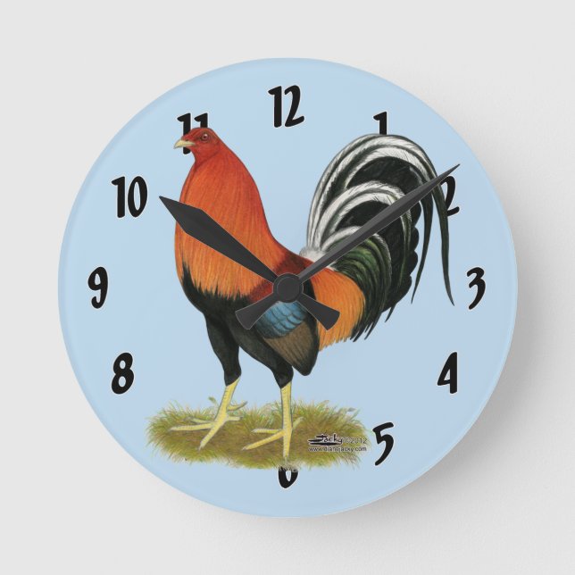 Gamecock Wheaten Rooster Round Clock (Front)