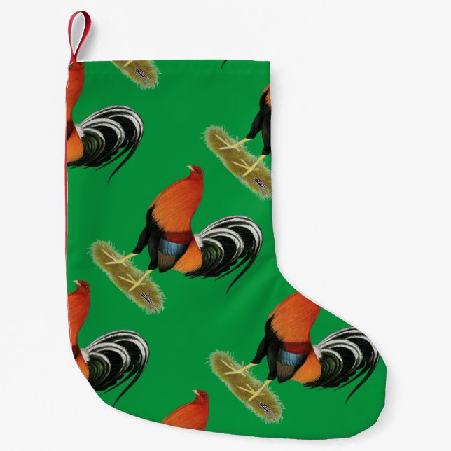Gamecock Wheaten Rooster Small Christmas Stocking (Front)