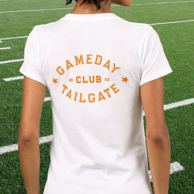 Gameday Tailgate Club Custom Orange Football Crest T-Shirt (Creator Uploaded)