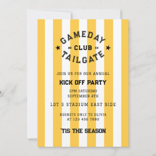 Gameday Tailgate Club Kick Off Party Yellow Team Invitation