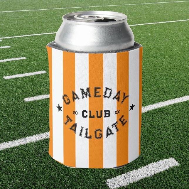 Gameday Tailgate Club Orange Stripe Custom Party Can Cooler (Creator Uploaded)