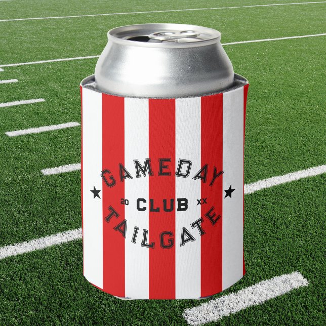 Gameday Tailgate Club Red Stripe Custom Party Can Cooler (Creator Uploaded)