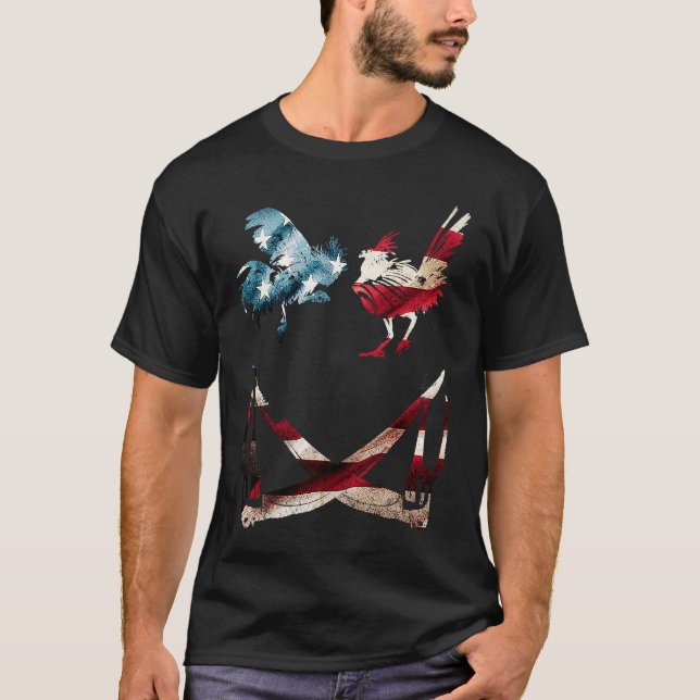 GameFowl American Flag sparring Rooster Gaff game  T-Shirt (Front)