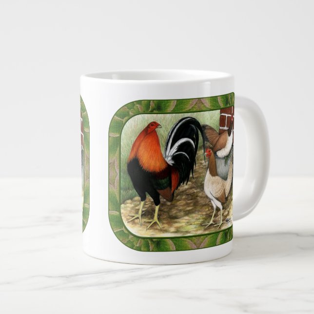 Gamefowl On the Farm Large Coffee Mug (Front Right)