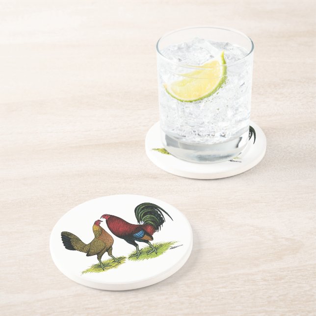 Gamefowl Pair Coaster (Side)