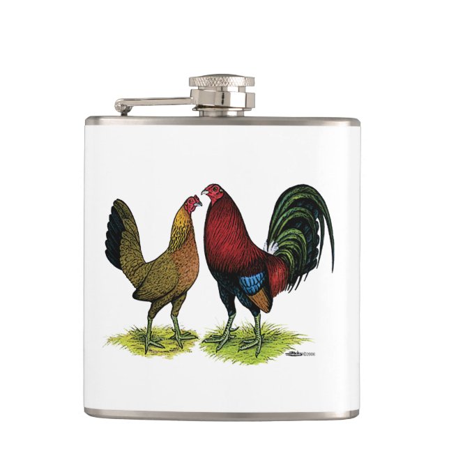 Gamefowl Pair Hip Flask (Front)