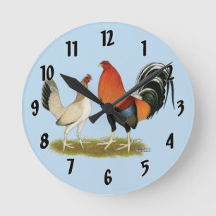 Gamefowl Wheatens Round Clock
