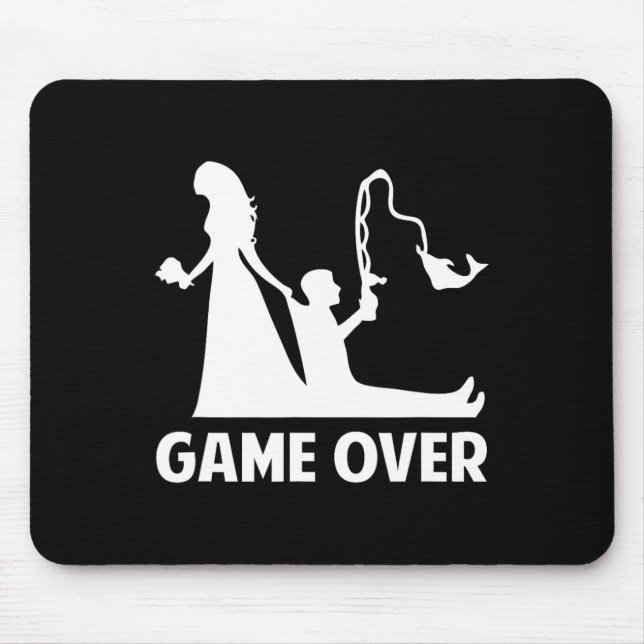 Gameover Bride Groom Wedding Bachelor Bachelorette Mouse Pad (Front)