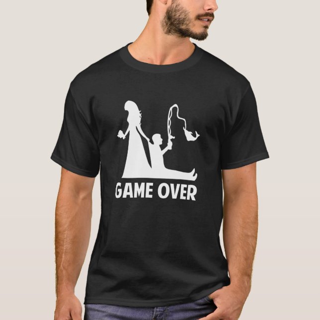 Gameover Bride Groom Wedding Bachelor Bachelorette T-Shirt (Front)