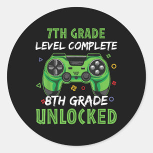 Gamepad 8th Grade Unlocked Gift For 7th Level Kids Classic Round Sticker
