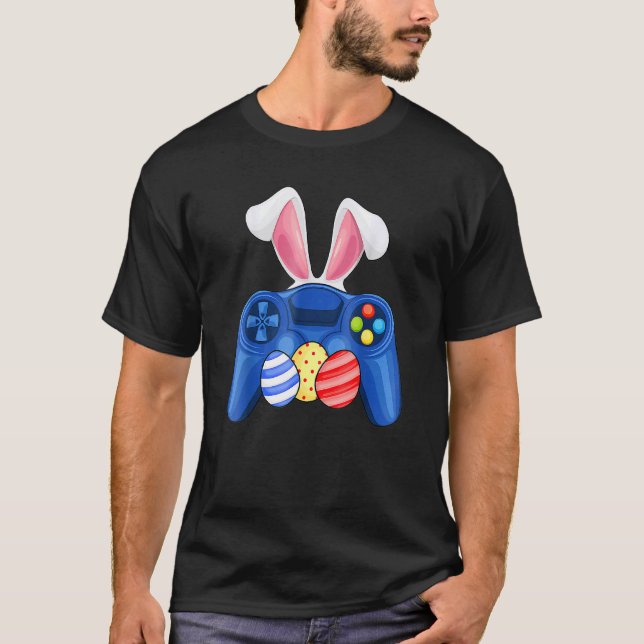 Gamepad Controller With Bunny Ears & Eggs Costume  T-Shirt (Front)