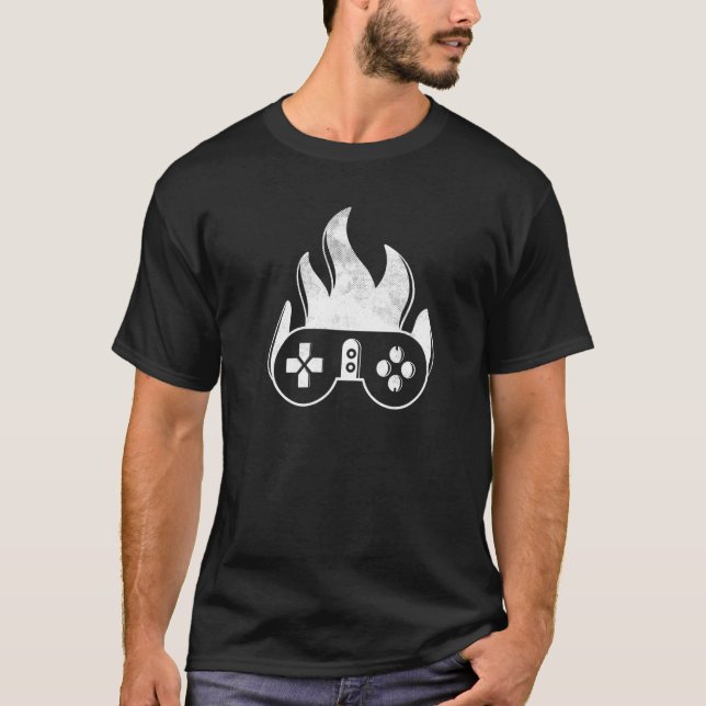 Gamepad Fire Design Video Game Controller Gaming G T-Shirt (Front)