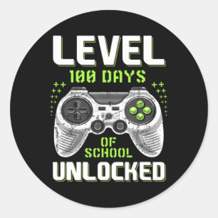 Gamer 100th Day Of School Level 100 Days Unlocked Classic Round Sticker