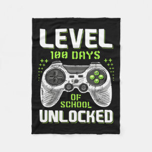 Gamer 100th Day Of School Level 100 Days Unlocked Fleece Blanket