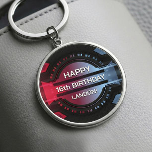 Gamer 16th Happy Birthday New Driver Key Ring