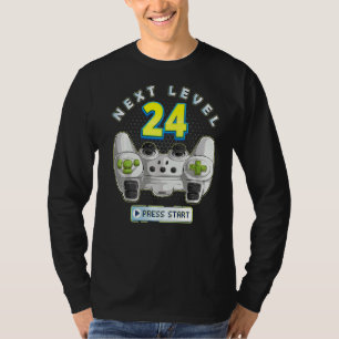 Gamer 24th Birthday Next Level 24 Game Controller T-Shirt