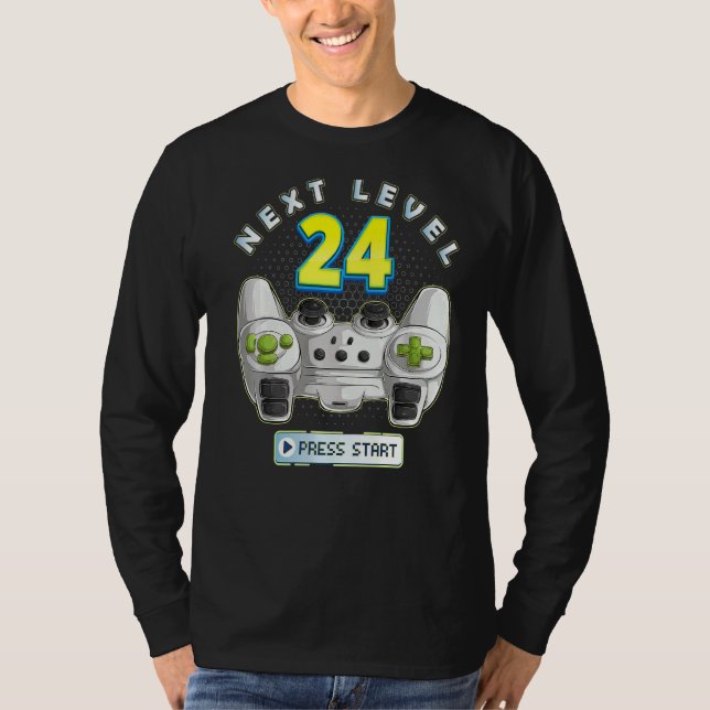 Gamer 24th Birthday Next Level 24 Game Controller  T-Shirt (Front)