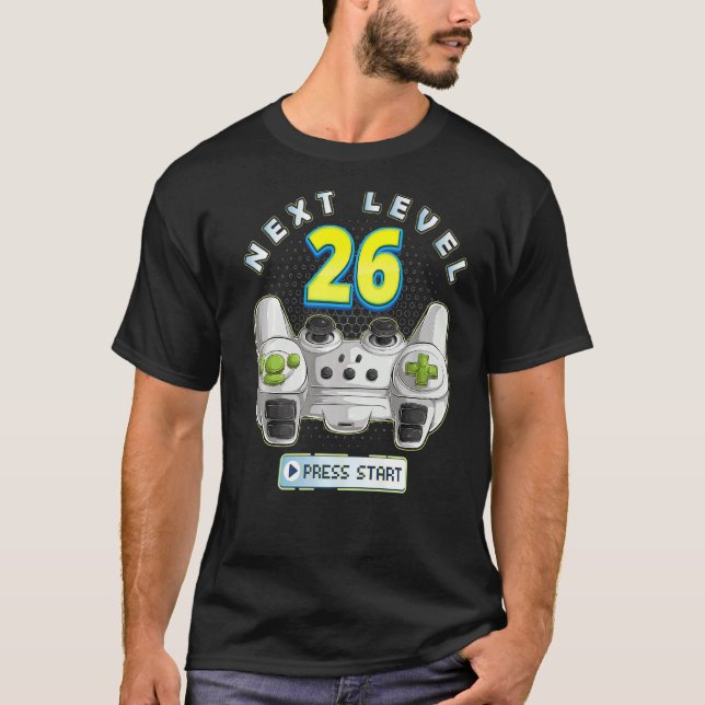 Gamer 26th Birthday Next Level 26 Game Controller  T-Shirt (Front)