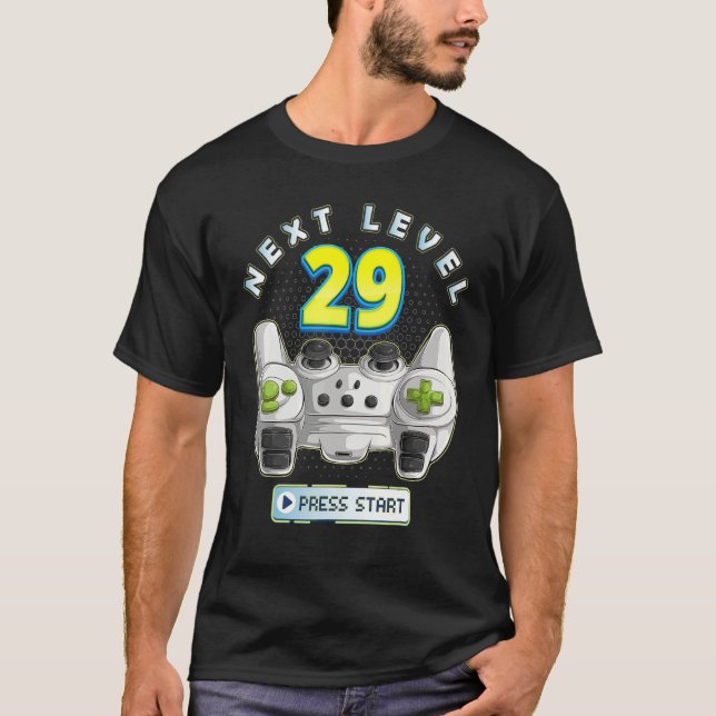Gamer 29th Birthday Next Level 29 Game Controller  T-Shirt (Front)