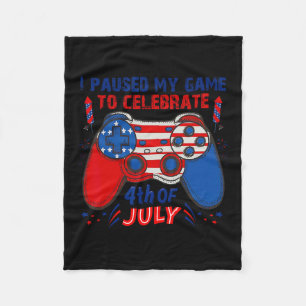 Gamer 4th Of July American Flag Gaming Lover Boys Fleece Blanket