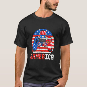 Gamer 4th Of July Kids Boys Men Controller Usa Fla T-Shirt