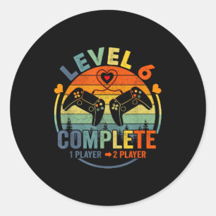 Gamer 6th Wedding Anniversary Level Classic Round Sticker