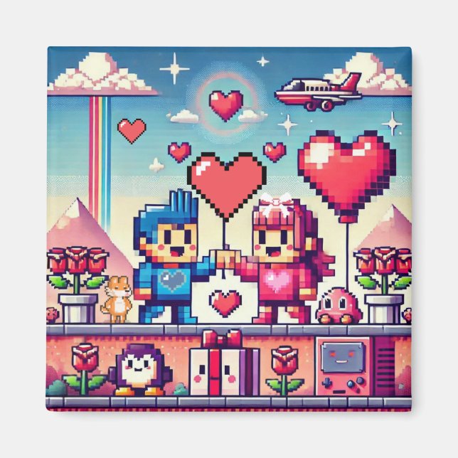 Gamer 8 bit Valentine's Day  Magnet (Front)