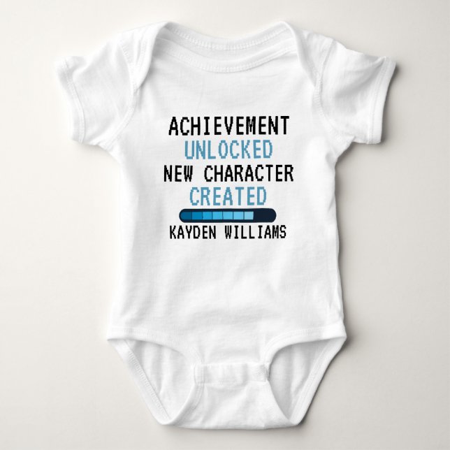 gamer achievement unlocked new character created baby bodysuit (Front)