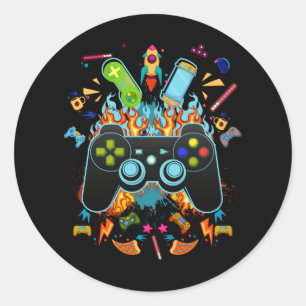 Gamer Aesthetic Graphic Gaming Video Games Gamepad Classic Round Sticker