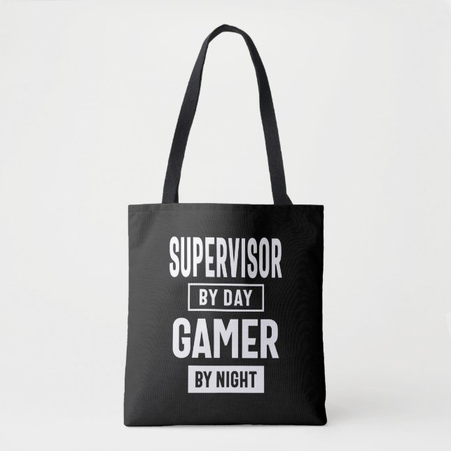 Gamer and Supervisor Job Title Gift Tote Bag (Front)