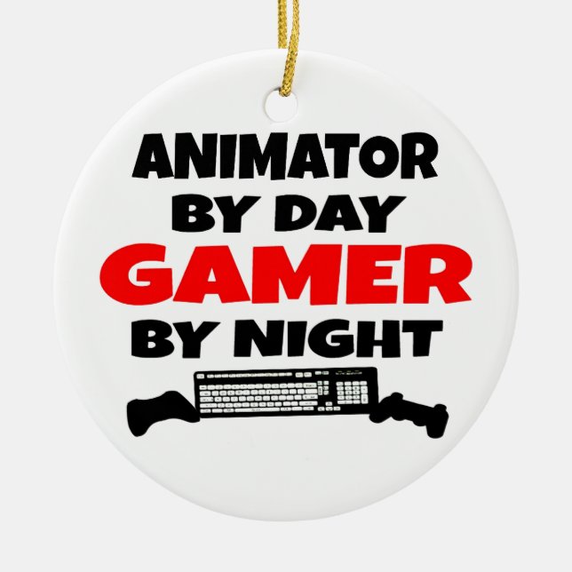 Gamer Animator Ceramic Tree Decoration (Front)