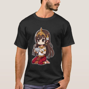 Gamer Apsara Chibi Cambodian Khmer Princess Playin T-Shirt