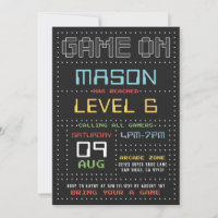 Gamer Arcade Video Game Birthday Party Invitation