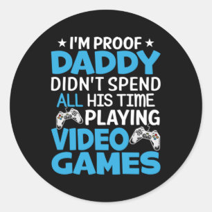 Gamer Art All My Daddy Time Playing Games Classic Round Sticker