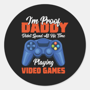 Gamer Art All My Daddy Time Playing Video Games Classic Round Sticker