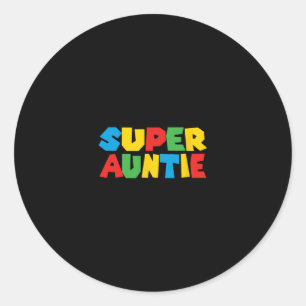 Gamer Aunt Super Auntie Funny Gaming Matching Dad Classic Round Sticker