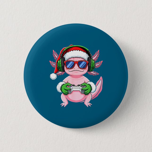 Gamer Axolotl Christmas Shirt Funny Video Game San 6 Cm Round Badge (Front)