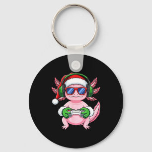 Gamer Axolotl Christmas Shirt Funny Video Game San Key Ring