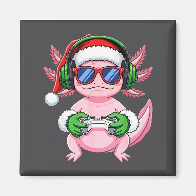 Gamer Axolotl Christmas Shirt Funny Video Game San Magnet (Front)