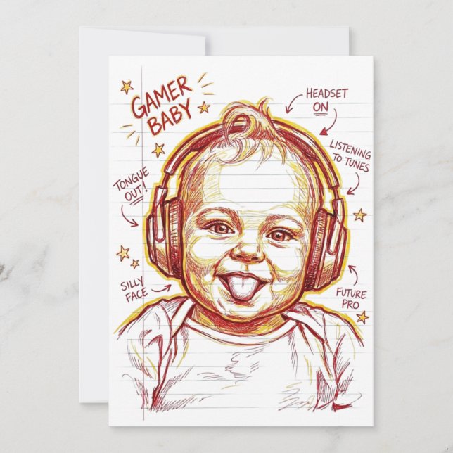 Gamer Baby Funny Gaming Art Invitation (Front)