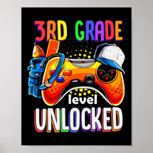 Gamer Back To School Gamepad 3rd Third Grade Level Poster