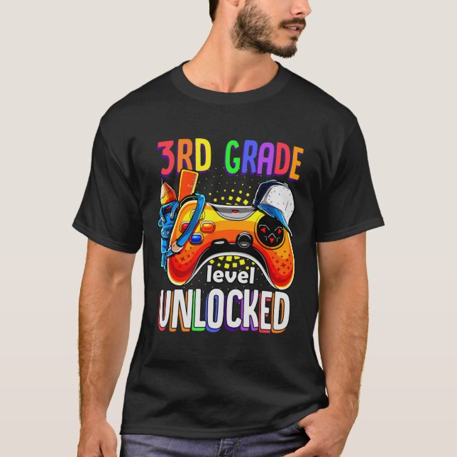 Gamer Back To School Gamepad 3rd Third Grade Level T-Shirt (Front)