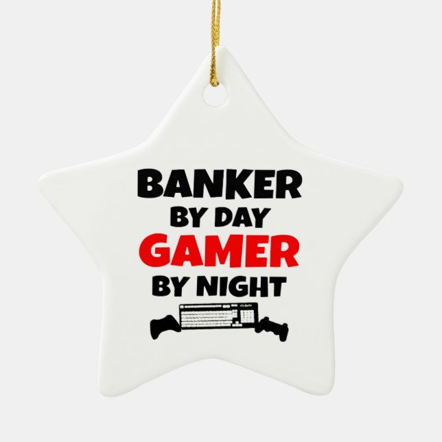 Gamer Banker Ceramic Tree Decoration (Front)